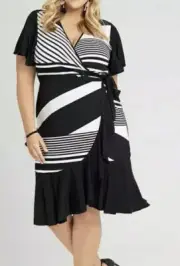TS TAKING SHAPE plus sz 18 S-M Derby Dress Comfy Wrap Style Stretch NWT rrp$150
