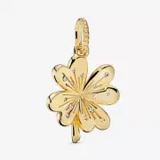 New Genuine Pandora Shine Gold Lucky Four-Leaf Clover Pendant Charm 368719C01