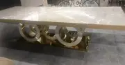 Handcrafted Selenite Dining Table Top Crystal Gemstone Console Bar Desk Decors