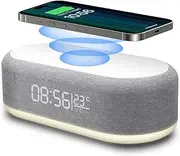 FDGAO Digital Alarm Clock with Wireless Charging, 15W Fast Wireless Charger Station for iPhone/Samsung Galaxy, Alarm Clocks Bedside, LED Display with Temperature, 12/24H Clock, Dimmable Night Light