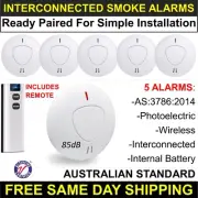 5 Pack Paired Wireless Interconnected Photoelectric Smoke Alarm 10-Yr Battery