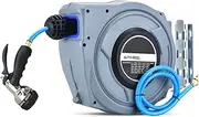 zolyet Retractable Garden Hose Reel 66ft Wall Mounted Hose Reel with 6-Function er Nozzle 180 Degrees Swivel Bracket Automatic Rewind Storage Hose Reel for Garden/Yard Watering Car Washing Blue 20m