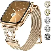 wutwuk Compatible with Apple Watch Band 49mm 46mm 44mm 45mm 42mm 41mm 40mm 38mm Ladies Mlanniese for iWatch Series 10 SE 9 8 7 6 5 4 3 2 1 Women with magnetically absorbent clasp