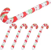 KOMBIUDA Bright Color Candy Cane Balloons 5pcs Inflatable Christmas Cane for Holiday Party Decorative Xmas Canes