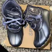 Sperry Toddler Girls 9M Saltwater Boot Blue Metallic Navy NEW