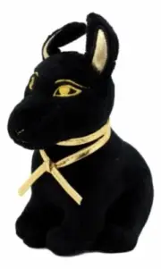 Ebros Small Black & Gold Egyptian Anubis Dog Plush Toy Soft Doll 6" H