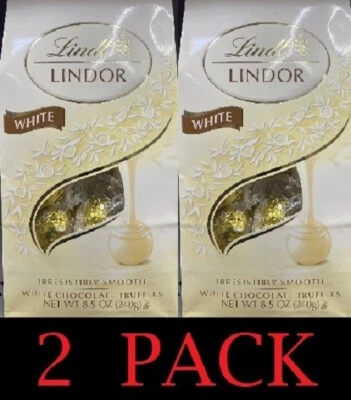 2x NEW Lindt LINDOR White Chocolate Truffles 8.5 oz Bag - FREE SHIP - 2 PACK