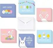 TUPARKA 36 Pack Happy Easter Cards, Easter Greeting Cards Assortment,Spring Note Cards with 36 Envelopes for Kids, 6 Designed