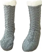 [Generic] Winter Indoor Non Slip Thermal Socks Floor Socks Soft Thick for Ladies Girls Casual Plush Slipper Socks Leg Warmers for Home, Grey