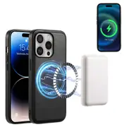 For iPhone 16 Pro Max Case, Compatible with MagSafe Smooth PU Leather Cover, Black