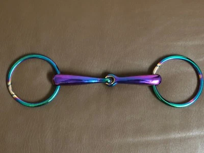 Rainbow Multi Color Loose Ring Snaffle Horse Bit Stainless Steel Tack Equestrian