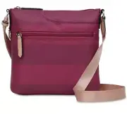 New Radley London Top Zip closure MD Crossbody NYLON Messenger Claret Gold Bag