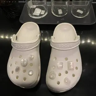 洞洞鞋通用白色流光氣質仙女高級感Crocs鞋花鞋扣鞋面裝飾diy配飾