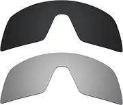[Alphax] 2 Pcs Black & Titanium Polarized Replacement Lenses for Oakley Sutro OO9406 Sport Sunglsses