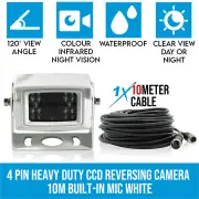 Elinz 4 PIN Heavy Duty white 12V 24V CCD IR Reversing Camera Rearview with Built-in Mic