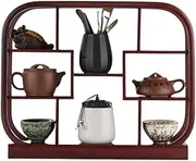 Desktop Antique Shelf Small New Chinese Tea Cup Purple Clay teapot Display Stand Tea Room Tea Table Ornaments Tea Set Storage,C