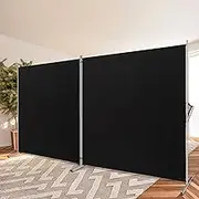 RANTILA 2 Large Panels Room Divider,Portable Office Divider,Convenient Movable,Folding Partition Privacy Screen for Bedroom,Dining Room, Study,142/ W x 71/ H,Black