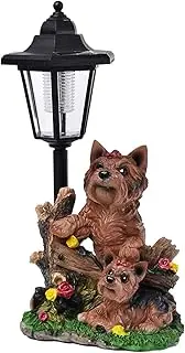 Dog Statue - Garden Decor with Solar Lantern - Collectible Figurine, Animal Decoration for Balcony, Patio, Yard Ornament