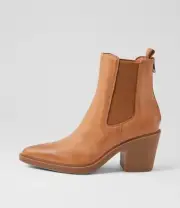 New Django & Juliette Langford Tan Leather Ankle Boots Womens Shoes Casual