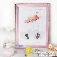 在飛比找Yahoo!奇摩拍賣優惠-TROMSO新生兒寶貝泥拓手腳印直式紀念相框-直式粉紅/初生