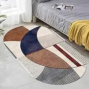 Nordic Design Bedside Oval Carpet Non-Slip, 120x180cm Washable Living Room Bedroom Coffee Table Sofa Chair Playroom Soft Area Rugs Easy to Clean(3.6ft×4.9ft/110×150cm)