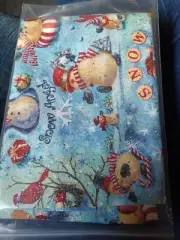 Snow Angels Snowmen Cotto. Print ¹7" Wide By 44" Long