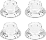 uxcell 4PCS Guitar Top Hat Bell Knobs, Volume Tone Control Knobs for Electric Guitar Bass, Clear