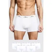 Mens White 5 Pack MAN Signature Trunks