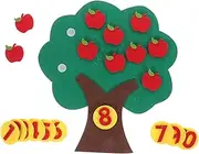 ARTIBETTER 1 Set Apples Tree Digital Cognitive Pairing Educational Math Teaching Aid for Safe Non Woven Material Engaging Counting Game for Home and Classroom Learning