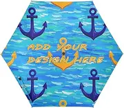[miaozhen] custom UV 50+ automatic umbrella Blue and Yellow Vintage Ocean water,sun & rain resistant windproof sun-proof waterproof customized umbrellas for rain heavy auto open sombrillas para lluvia