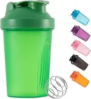 Shaker Bottle For Protein Cup Powder Plastic Workout Water Bottle 400 ml with Mixball Non-Leak Cap Shaker Cups for Fitness Sports Gym Supplement Drinks Bottles (Green)