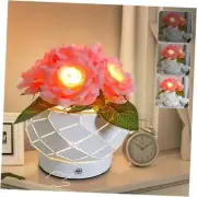 Rose Table Lamp, 3 Colors Touch Infinitely Dimming Flower with Vase Rose - Pink