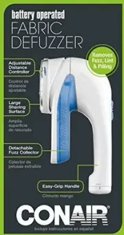 Conair Fabric Defuzzer Easy Grip Handle Removes Fuzz Battery Operated 2 Pack