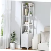 Skinny Bookshelf for Narrow Spaces - Small Book Shelf with Drawers 4 Tier Thin