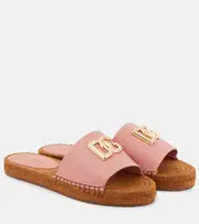 [Dolce & Gabbana] Dolce & Gabbana DG leather espadrille slides AU 8 pink