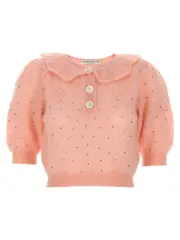 [Alessandra Rich] Alessandra Rich-Rhinestone Sweater Maglioni Rosa-Donna 40IT Pink
