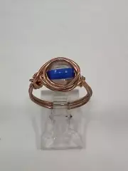 Handmade ~ Copper Wire Wrap ~ Glass Bead Ring ~ Size 8 #95