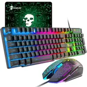 T6 US Layout Wired Membrane Gaming Keyboard and Mouse Combo Rainbow Backlit