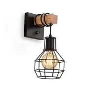 Black Wall Sconces with Dimmer ON/Off Switch, Cage Wall Mount Light Fixture