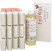 EPILWAX - Refill Set with: 12 Pink Roll-on Cartridges, 1 pack of 100 Non-Woven Strips for epilation, and 1 Bottle of 250 ml Neutral After Depilation Oil (Pink Series)