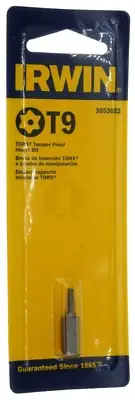 Irwin 3053022 T9 TORX Tamper-Proof Security Insert Bit Industrial Grade USA Made