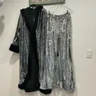 Brand New Club Exx Dolls Disco Silver Sequin Flare Leg Pants women’s size medium