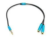 Audio Y Cable 30 CM Stereo Aux Jack 3,5mm Plug To 2x Socket Adapter Black