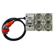 Portable Power board 32 Amp 1 phase 3 pin supply to 2x 15 Amp, 2x 10 Amp outlet
