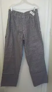New Chef Works Chef Pants Classic Fit Baggy Checkered Restaurant Elastic size XL