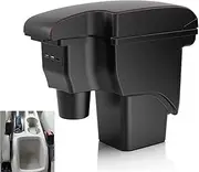 Car Armrest Center Console Storage Box for Ford for Focus Mk2 Storage Box(B1 Black red leather4)