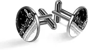 [Generic] Men's Cufflinks, Piano with Music Notes Cuff Links for Men, Classic Cufflinks Black for Suit Shirt Wedding Business Birthday Jewelry Gift