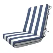 Chair Cushion Highback Dining Outdoor Fade Resistant Cabana Stripe Navy White