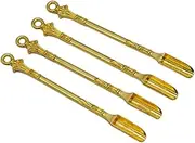 4 Pieces Mini Spoon,Gold Mini Spoon Mini Shovel Microscale Spoon Home Supplies Pendants Necklace Vials,for Filling Salts, Herbs (Gold)