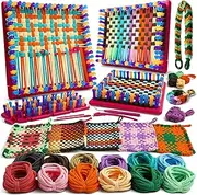 UCDRMA Weaving Loom for Kids Ages 6+yrs, Nostalgic Crafty Pot Holder Loom Kit Update Adjustable Loom Kit Weaving Different Sizes Potholder, Beginners Loom Potholder Kit with 288 Loops in 12 Colors